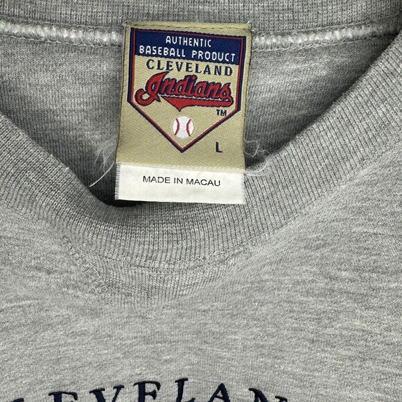 Vintage Cleveland Indians Sweatshirt Mens size Large Gray Baseball crew MLB 2002 - Picture 5 of 8